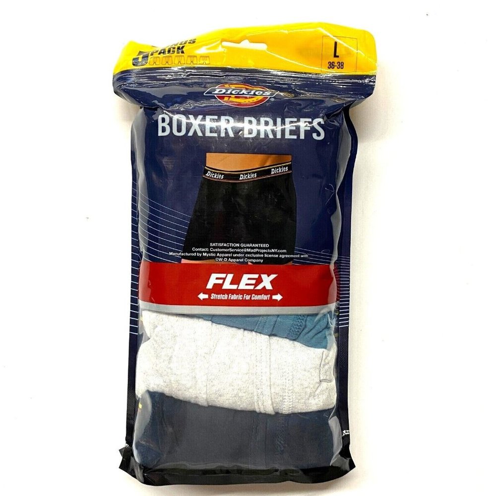 Men's Dickies 5-Pack Cotton Contour Pouch Boxer Briefs Blue Assorted - L (36-38)